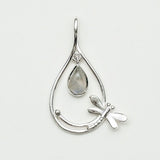 Dragonfly Pendent With Rainbow Moonstone In 925 Sterling Silver