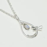 Dragonfly Pendent With Rainbow Moonstone In 925 Sterling Silver