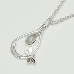 Dragonfly Pendent With Rainbow Moonstone In 925 Sterling Silver