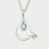 Dragonfly Pendent With Rainbow Moonstone In 925 Sterling Silver