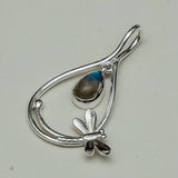 Dragonfly Pendent With Sodalite Gemstone In 925 Sterling Silver