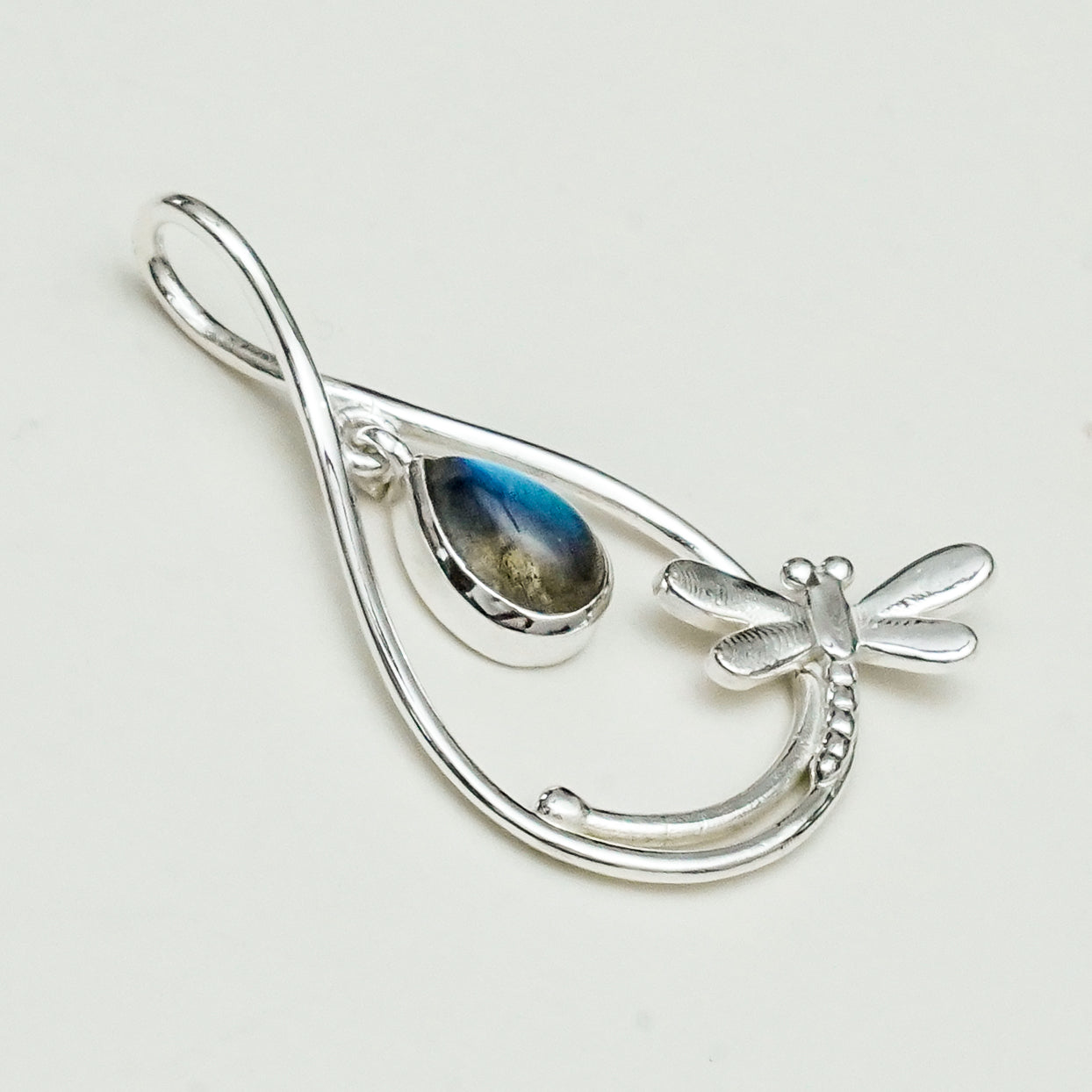 Dragonfly Pendent With Sodalite Gemstone In 925 Sterling Silver