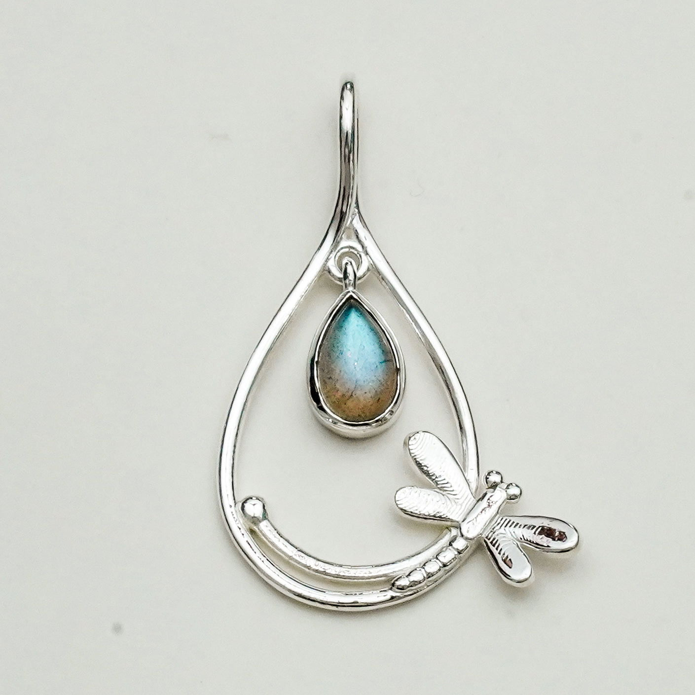 Dragonfly Pendent With Sodalite Gemstone In 925 Sterling Silver