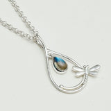 Dragonfly Pendent With Sodalite Gemstone In 925 Sterling Silver