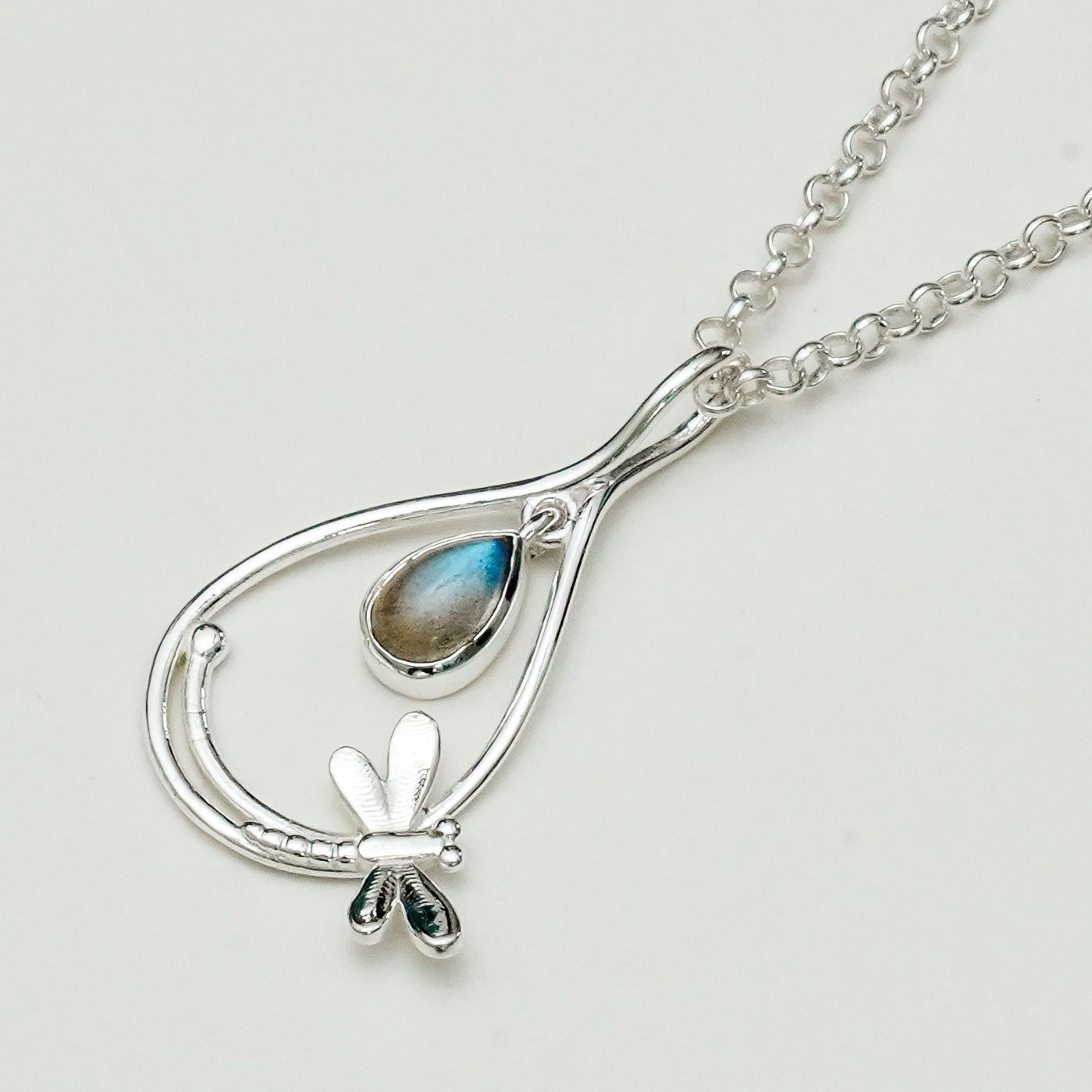 Dragonfly Pendent With Sodalite Gemstone In 925 Sterling Silver