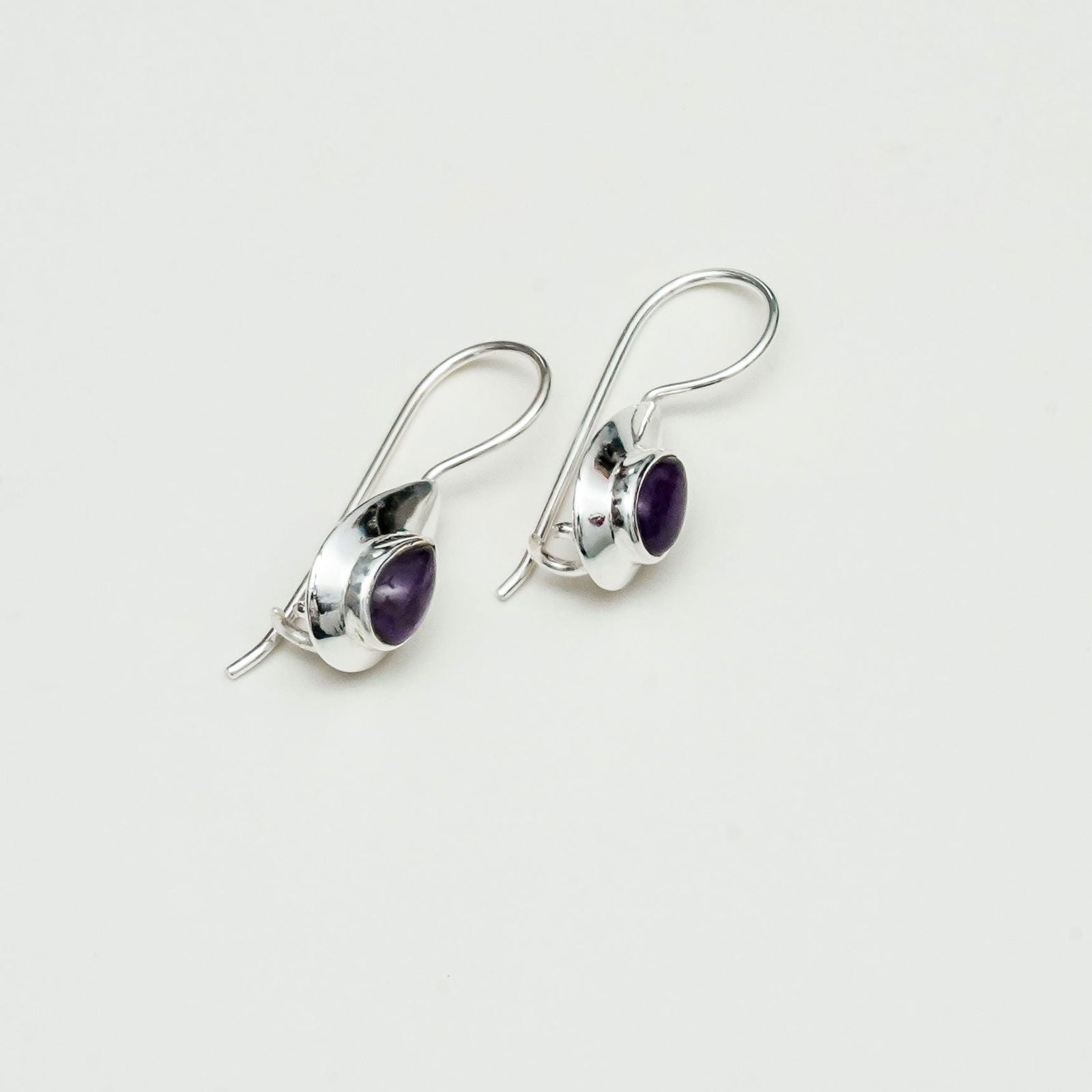 Earring With Natural Amethyst Gemstone In 925 Sterling Silver 1