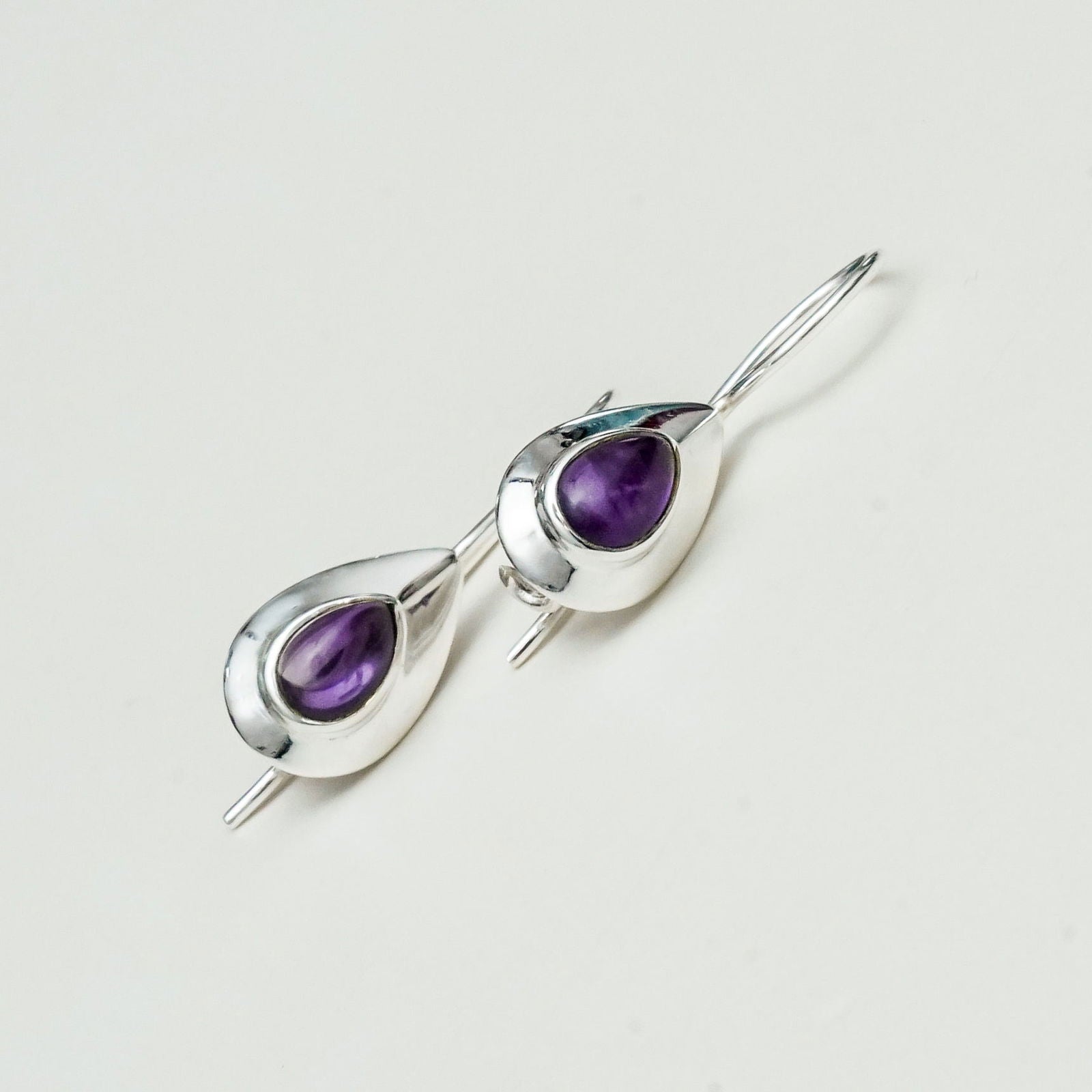 Earring With Natural Amethyst Gemstone In 925 Sterling Silver 1