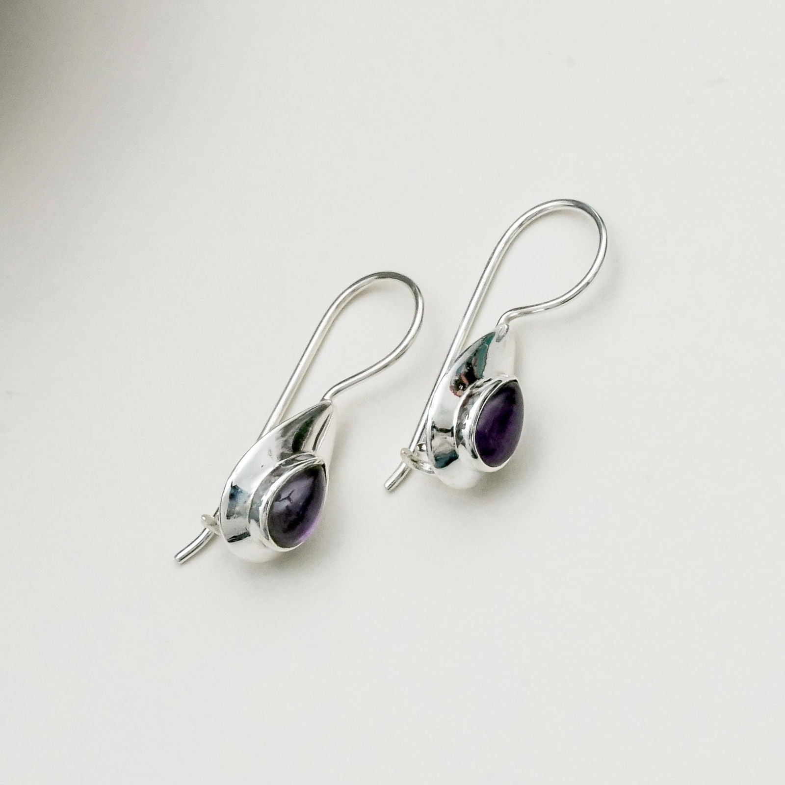 Earring With Natural Amethyst Gemstone In 925 Sterling Silver 1