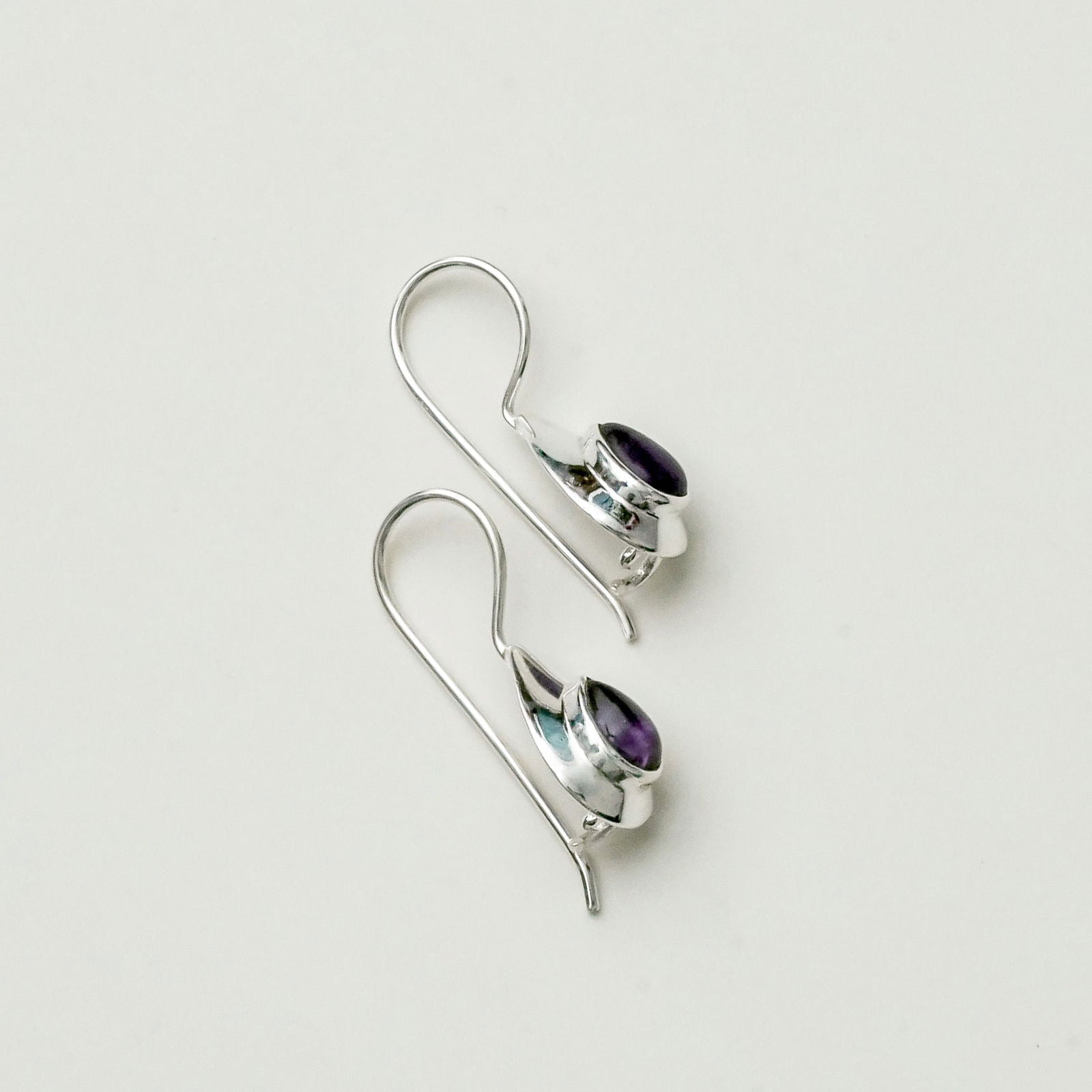 Earring With Natural Amethyst Gemstone In 925 Sterling Silver 1