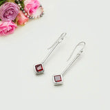 Earrings With Garnet Gemstone in 925 Sterling Silver Handmade