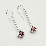 Earrings With Garnet Gemstone in 925 Sterling Silver Handmade
