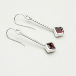 Earrings With Garnet Gemstone in 925 Sterling Silver Handmade