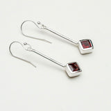 Earrings With Garnet Gemstone in 925 Sterling Silver Handmade