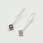 Earrings With Garnet Gemstone in 925 Sterling Silver Handmade