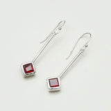 Earrings With Garnet Gemstone in 925 Sterling Silver Handmade