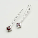 Earrings With Garnet Gemstone in 925 Sterling Silver Handmade