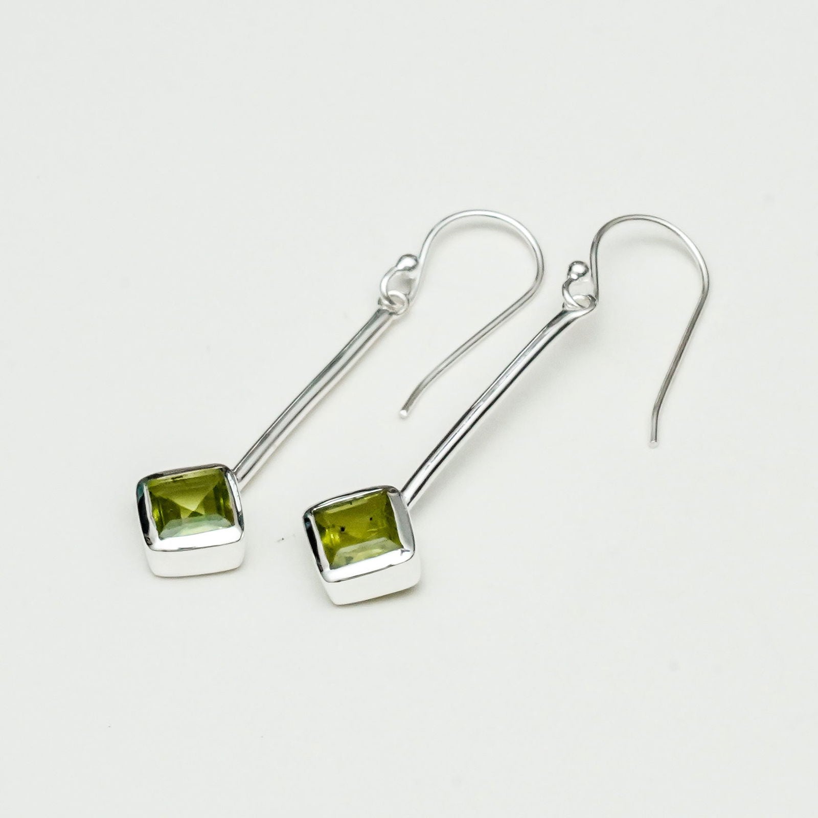 Earrings With Peridot Gemstone in 925 Sterling Silver Handmade
