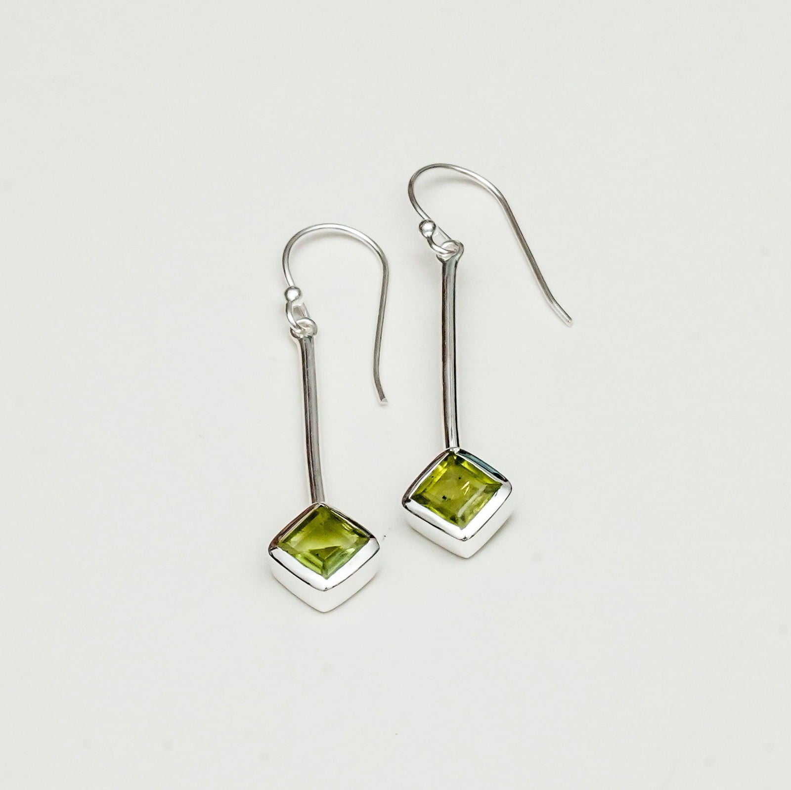 Earrings With Peridot Gemstone in 925 Sterling Silver Handmade