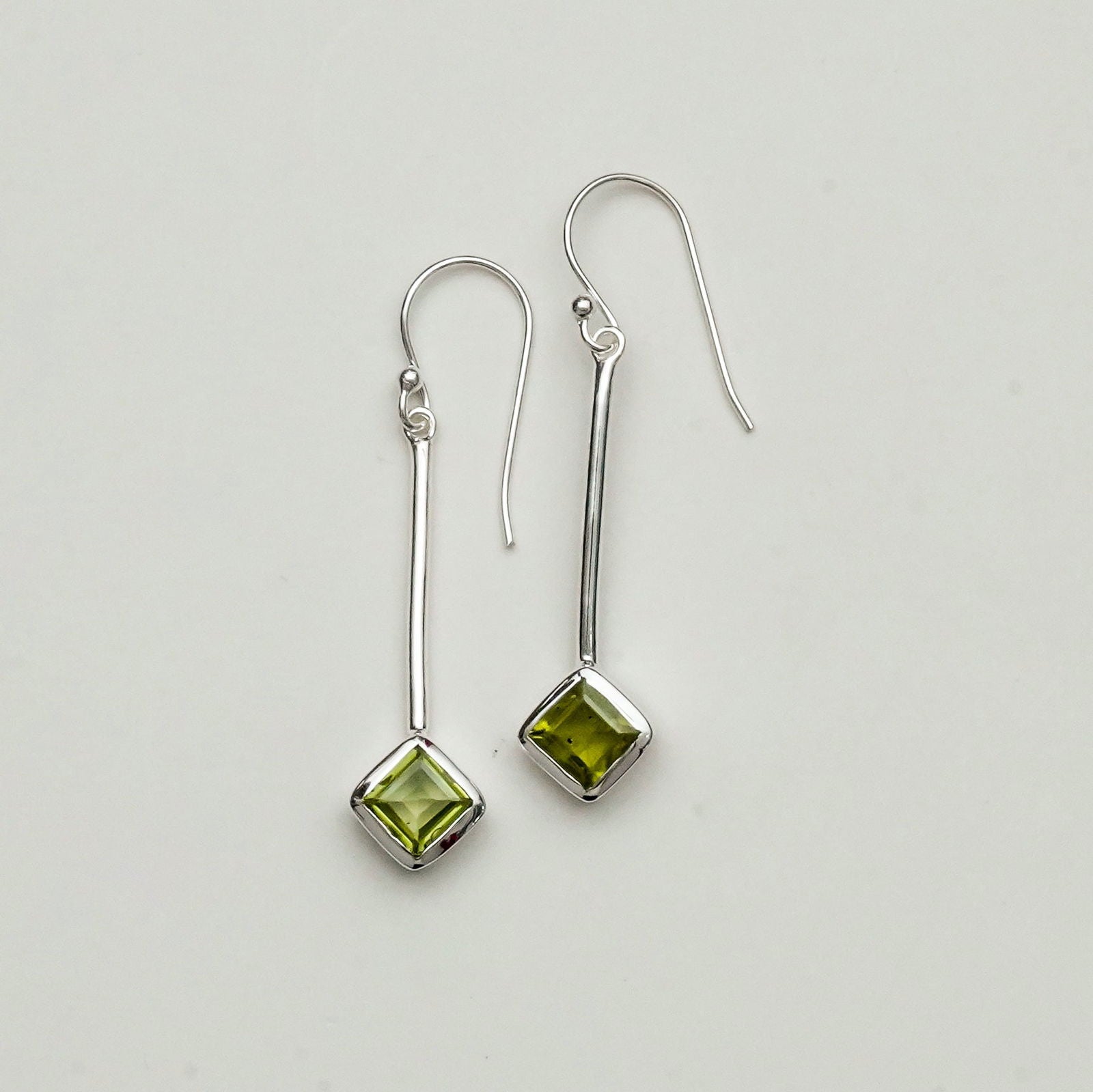 Earrings With Peridot Gemstone in 925 Sterling Silver Handmade