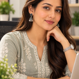 Mohnaa Varnika Silver Jhumka Earrings