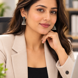 Mohnaa Varnika Silver Jhumka Earrings
