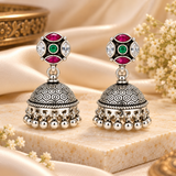 Mohnaa Vaidehi Silver Jhumka Earrings
