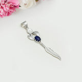 Feather Pendant With Kyanite Gemstone Handmade  In Solid Sterling Silver