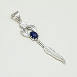 Feather Pendant With Kyanite Gemstone Handmade  In Solid Sterling Silver