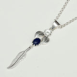 Feather Pendant With Kyanite Gemstone Handmade  In Solid Sterling Silver