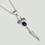 Feather Pendant With Kyanite Gemstone Handmade  In Solid Sterling Silver