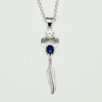 Feather Pendant With Kyanite Gemstone Handmade  In Solid Sterling Silver