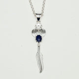 Feather Pendant With Kyanite Gemstone Handmade  In Solid Sterling Silver