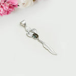 Feather Pendant With Labradorite Gemstone Handmade  In Solid Sterling Silver