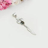 Feather Pendant With Labradorite Gemstone Handmade  In Solid Sterling Silver