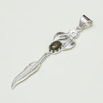 Feather Pendant With Labradorite Gemstone Handmade  In Solid Sterling Silver
