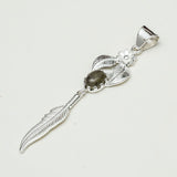Feather Pendant With Labradorite Gemstone Handmade  In Solid Sterling Silver