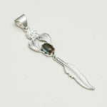 Feather Pendant With Labradorite Gemstone Handmade  In Solid Sterling Silver