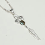 Feather Pendant With Labradorite Gemstone Handmade  In Solid Sterling Silver
