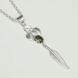 Feather Pendant With Labradorite Gemstone Handmade  In Solid Sterling Silver