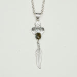 Feather Pendant With Labradorite Gemstone Handmade  In Solid Sterling Silver