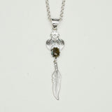 Feather Pendant With Labradorite Gemstone Handmade  In Solid Sterling Silver