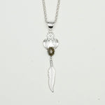 Feather Pendant With Labradorite Gemstone Handmade  In Solid Sterling Silver