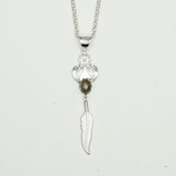 Feather Pendant With Labradorite Gemstone Handmade  In Solid Sterling Silver