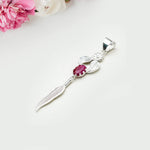 Feather Pendant With Red Gemstone Handmade  In Solid Sterling Silver