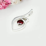 Garnet Gemstone Heart Pendent in Solid Sterling Silver