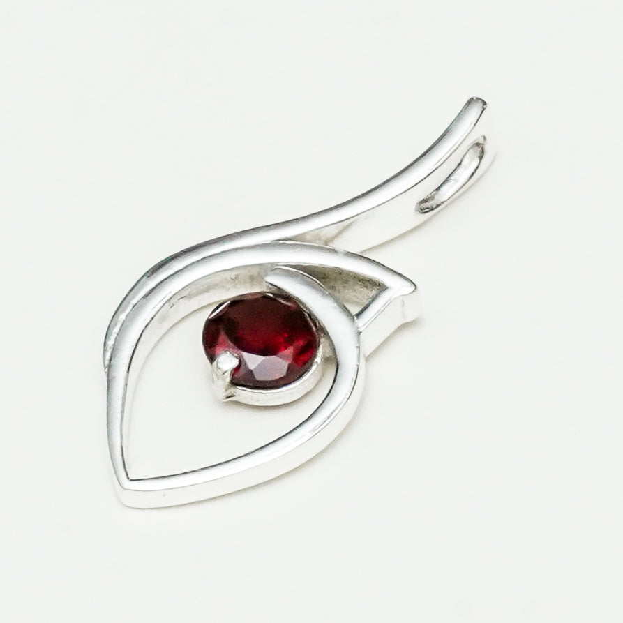 Garnet Gemstone Heart Pendent in Solid Sterling Silver