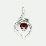 Garnet Gemstone Heart Pendent in Solid Sterling Silver