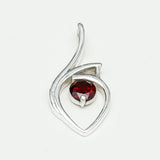 Garnet Gemstone Heart Pendent in Solid Sterling Silver