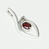 Garnet Gemstone Heart Pendent in Solid Sterling Silver