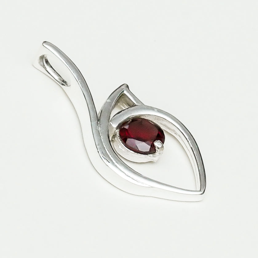 Garnet Gemstone Heart Pendent in Solid Sterling Silver